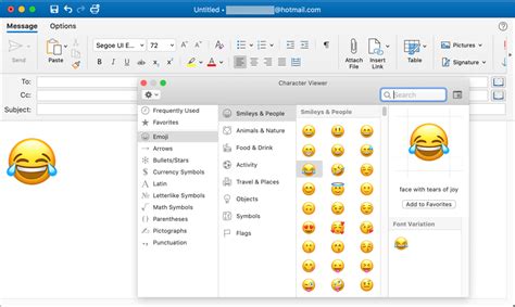 how to insert emojis in outlook email